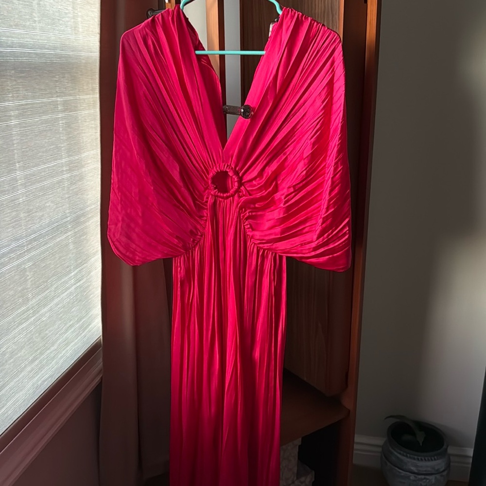 ZARA Fuchsia Pink Wide Leg Wrinkled Satin effect Jumpsuit